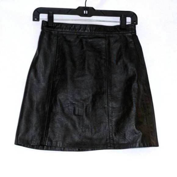 Dresses & Skirts - Marco Morani Milan New York Skirt Black Leather Fits EXTRA SMALL XS VINTAGE VTG